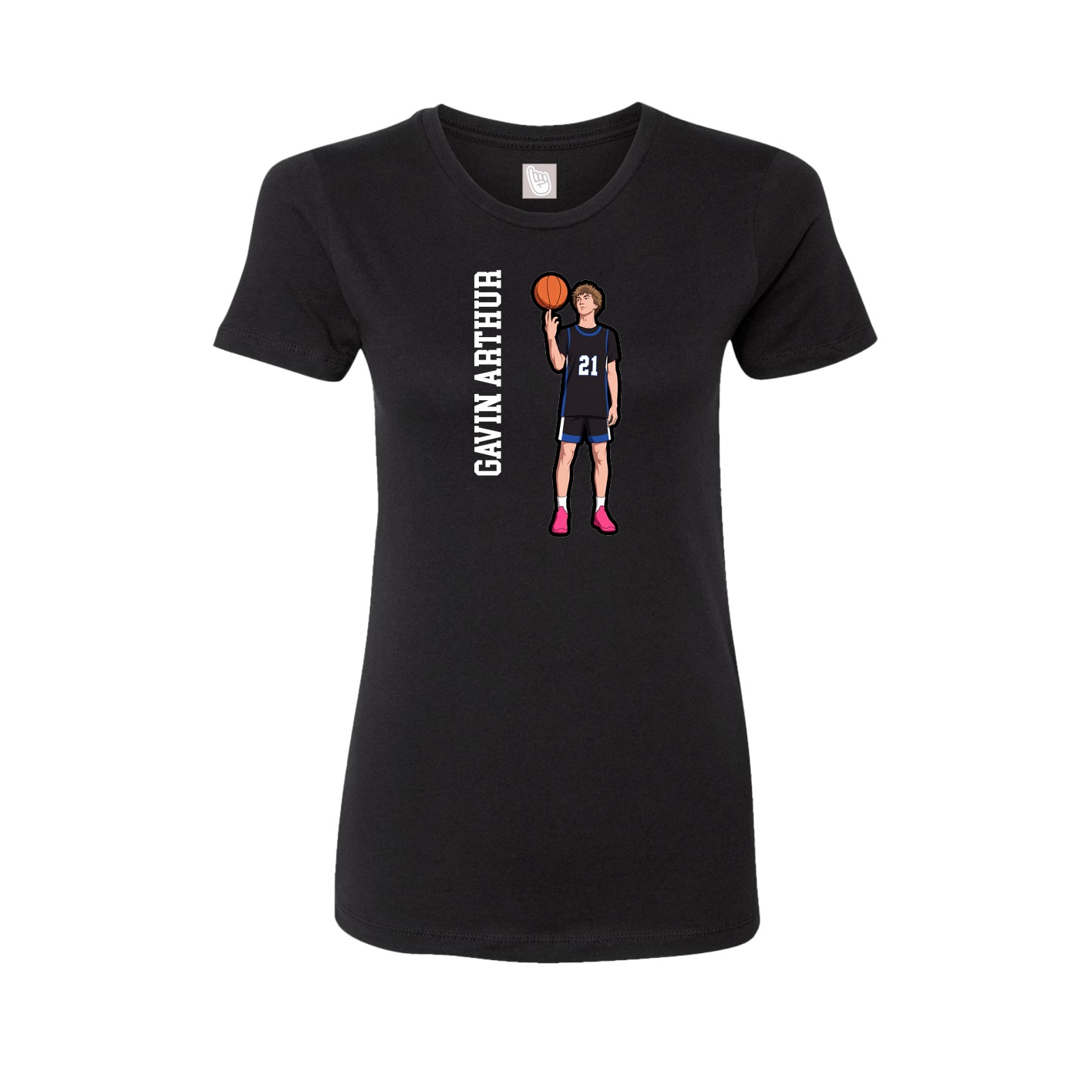 Fitted Women's Tee — Name Vertical in Black
