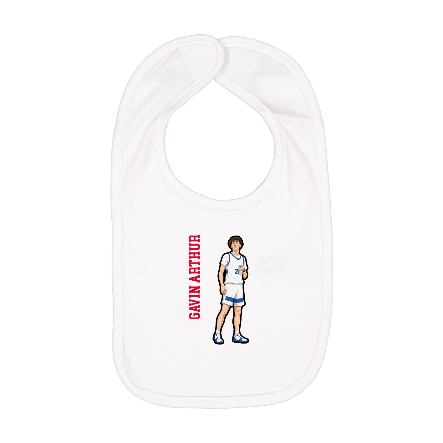 Infant Bib — Name Vertical in White