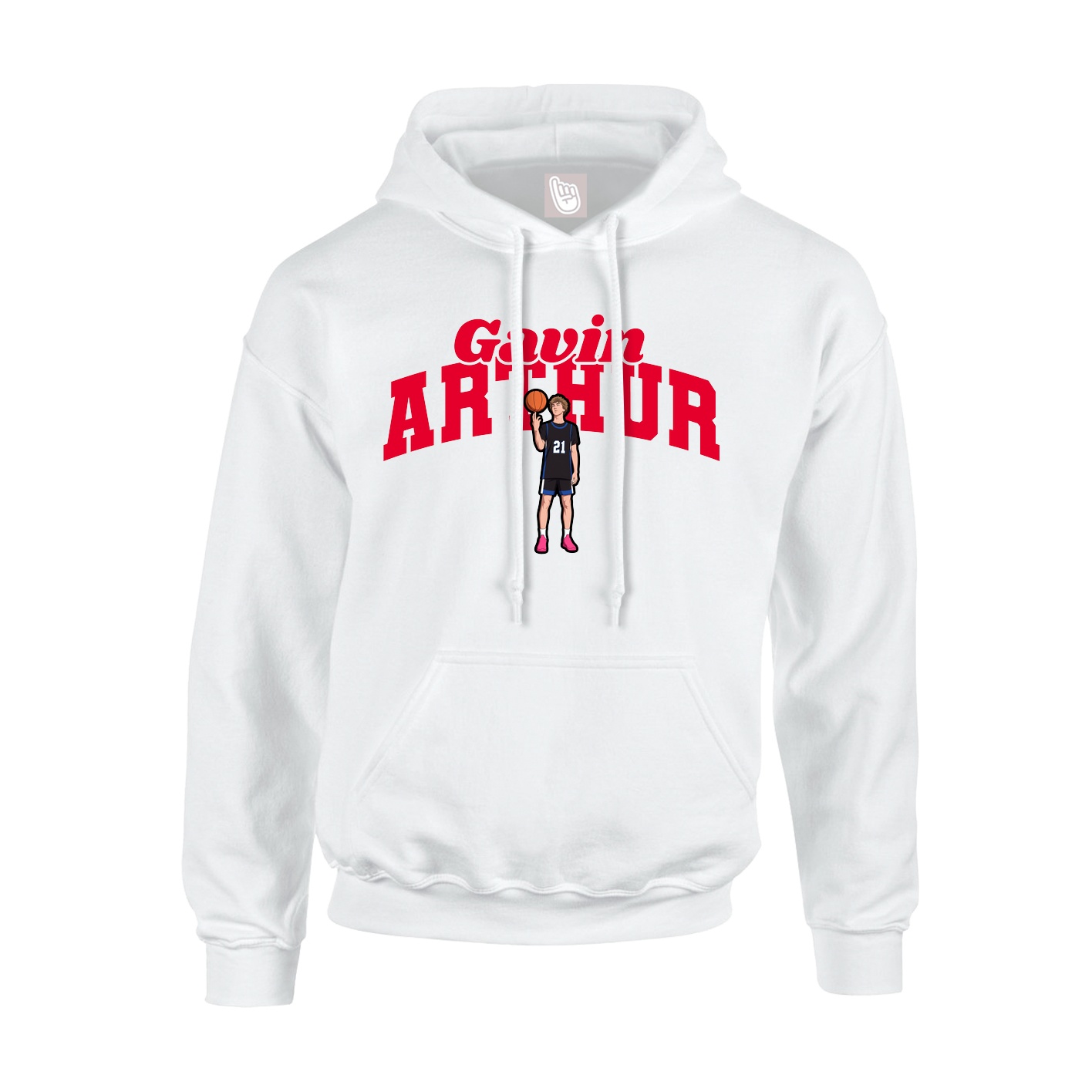 Youth Hoodie — Signature Arch in White