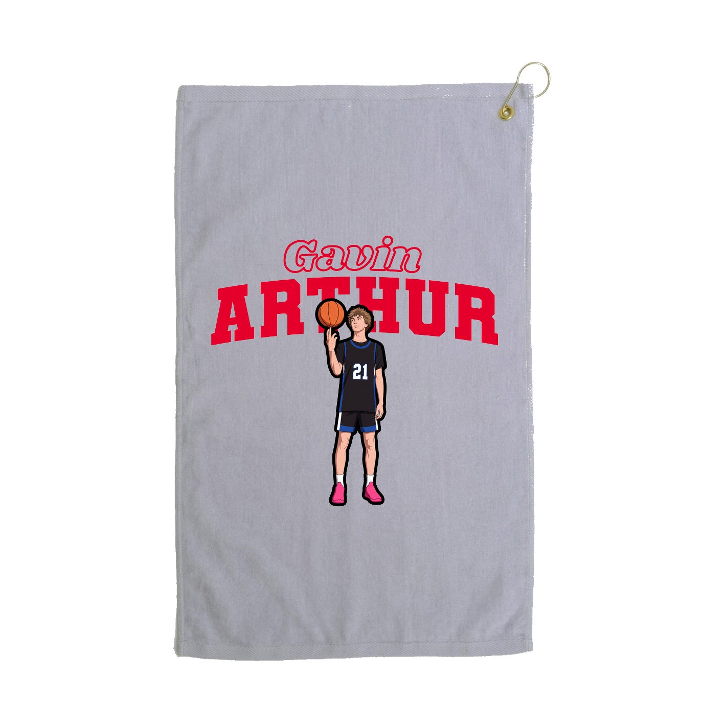 Golf Towel — Name Arch in Grey