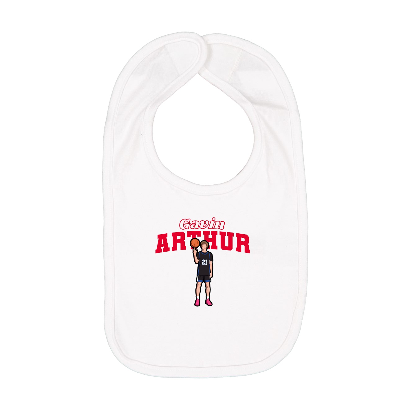 Infant Bib — Name Arch in White