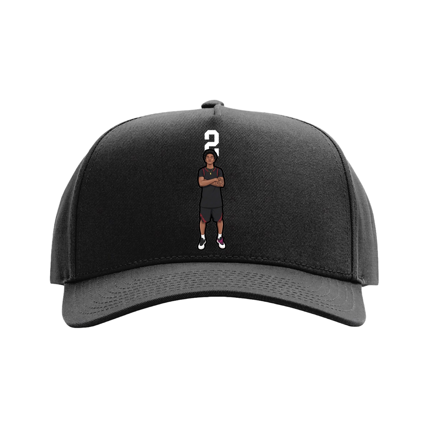 Full Fabric Five-Panel Champ Cap — Number Top in Black