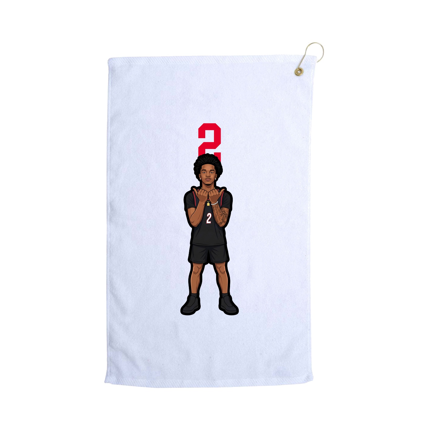 Golf Towel — Number Top in White