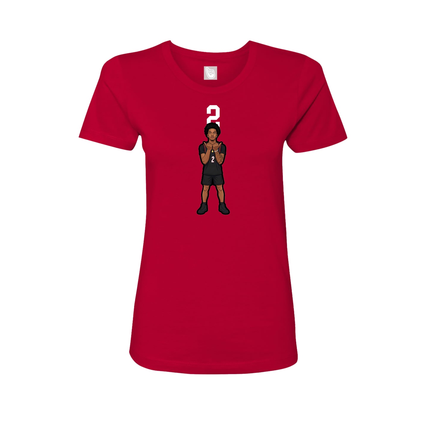 Fitted Women's Tee — Number Top in Red