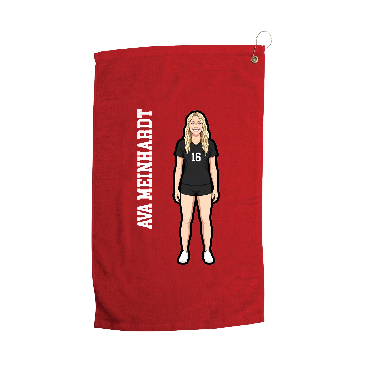 Golf Towel — Name Vertical in Red