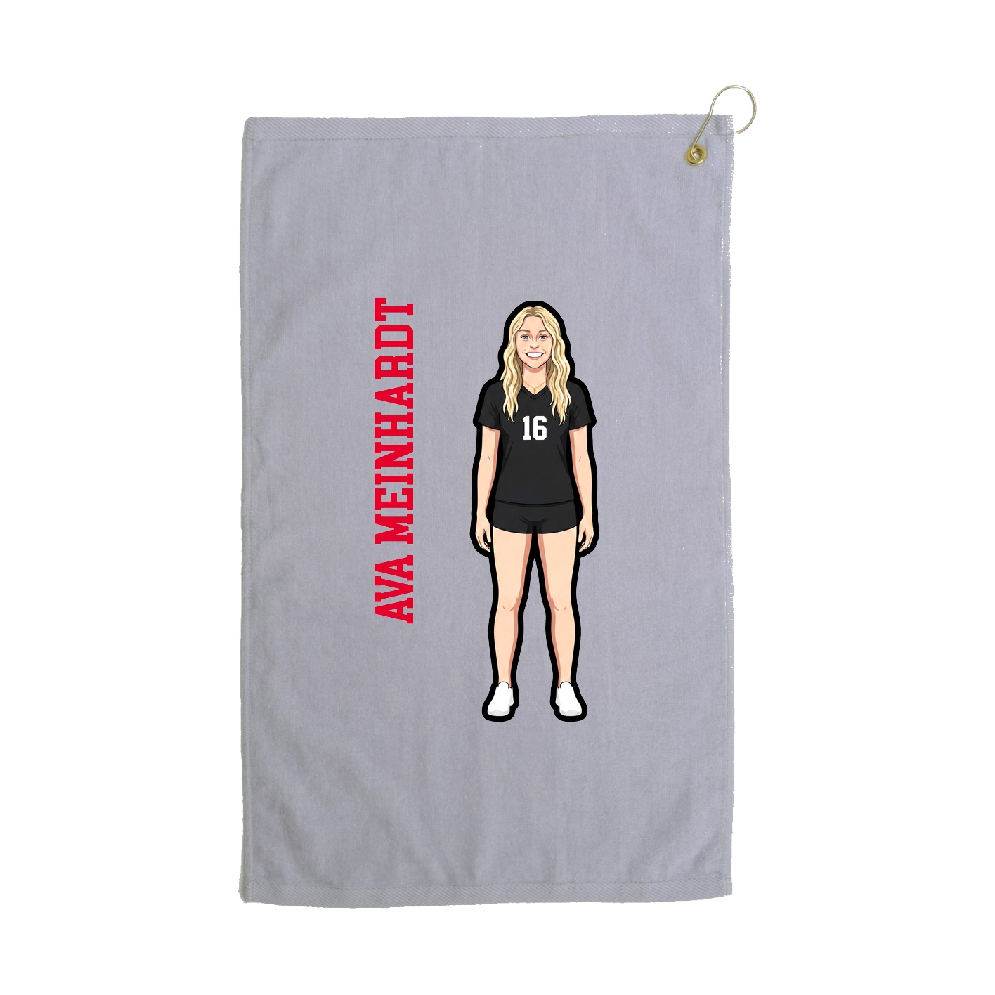 Golf Towel — Name Vertical in Grey
