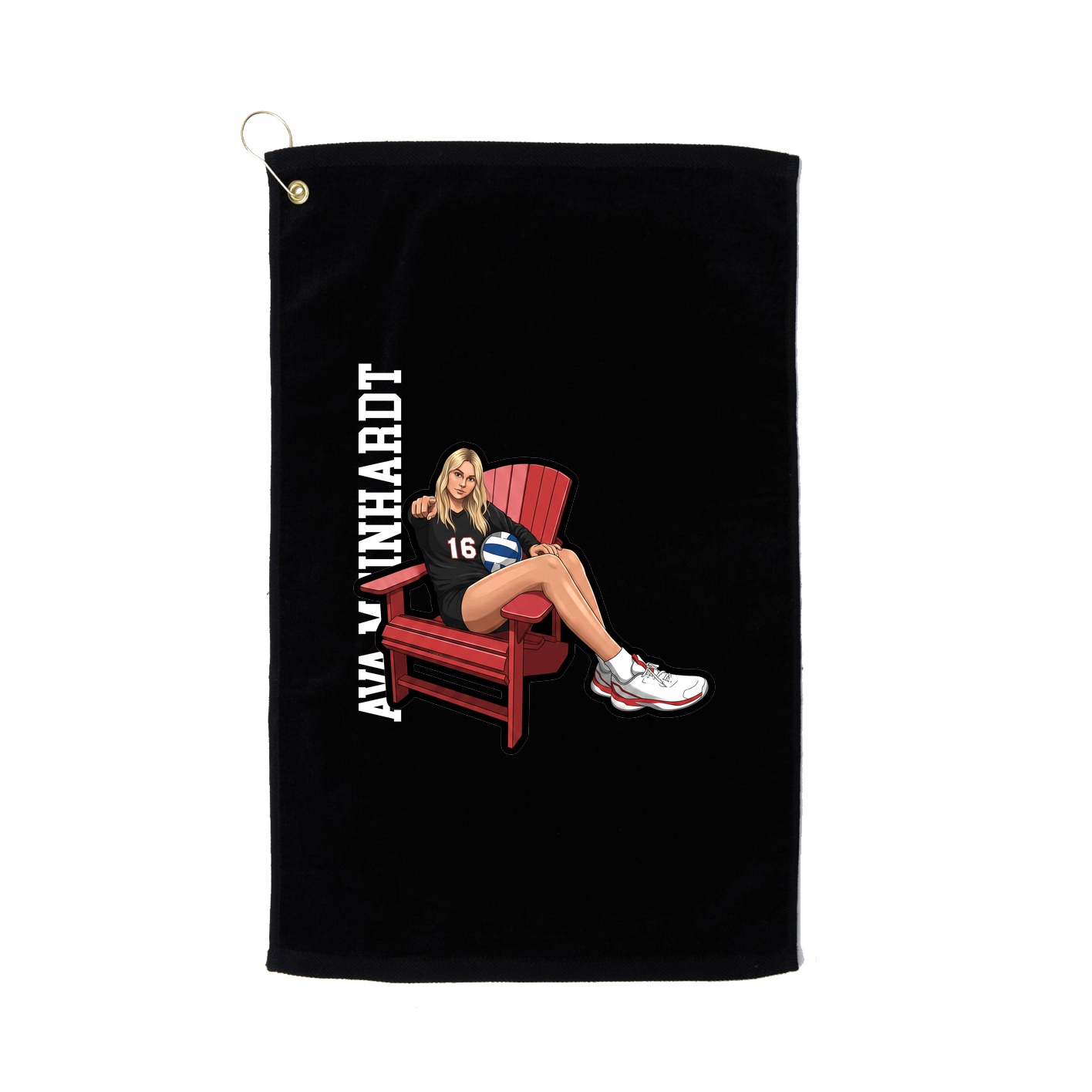 Golf Towel — Name Vertical in Black