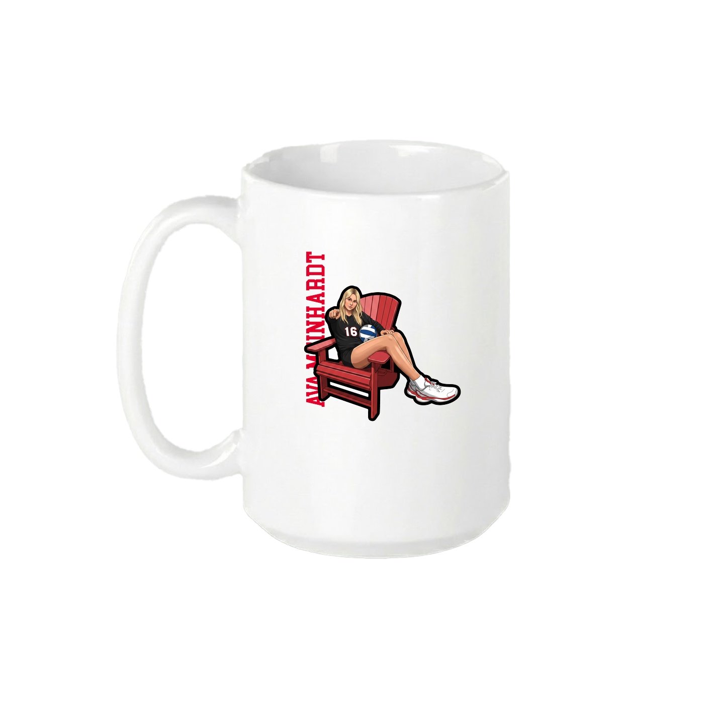 15oz Coffee Mug — Name Vertical in White