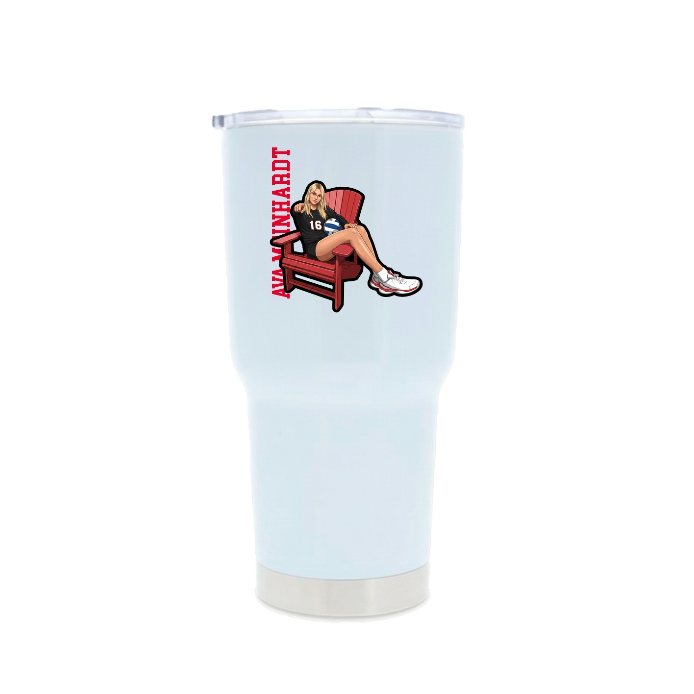 30oz Stainless Steel Tumbler — Name Vertical in White