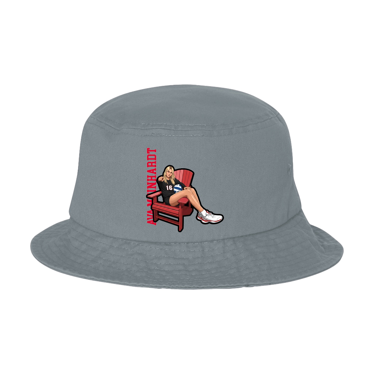 Bucket Cap — Name Vertical in Grey