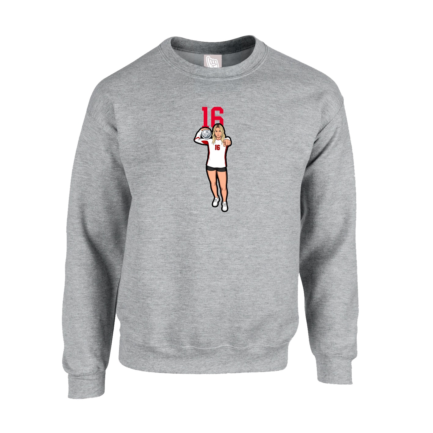Fleece Crew — Number Top in Grey