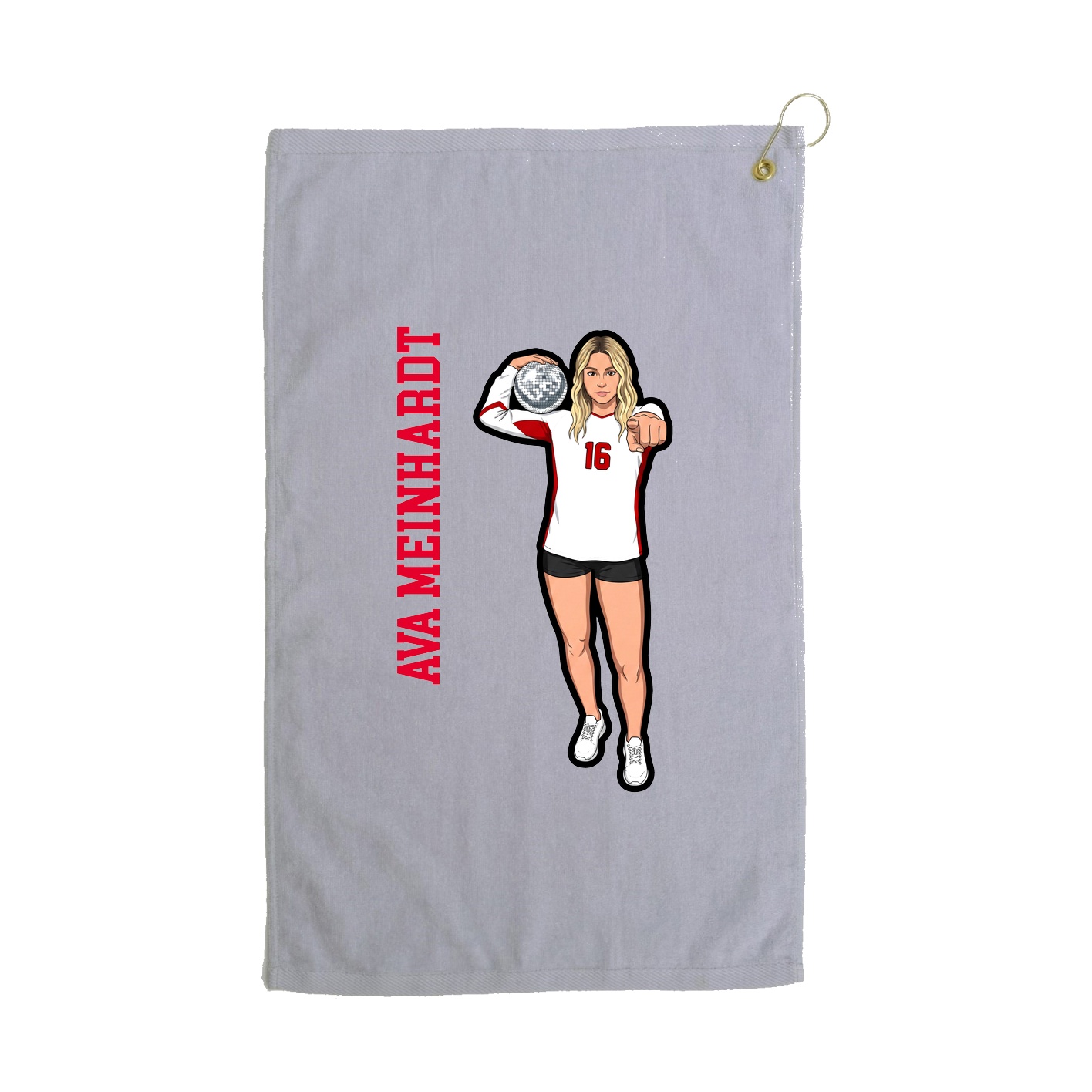Golf Towel — Name Vertical in Grey