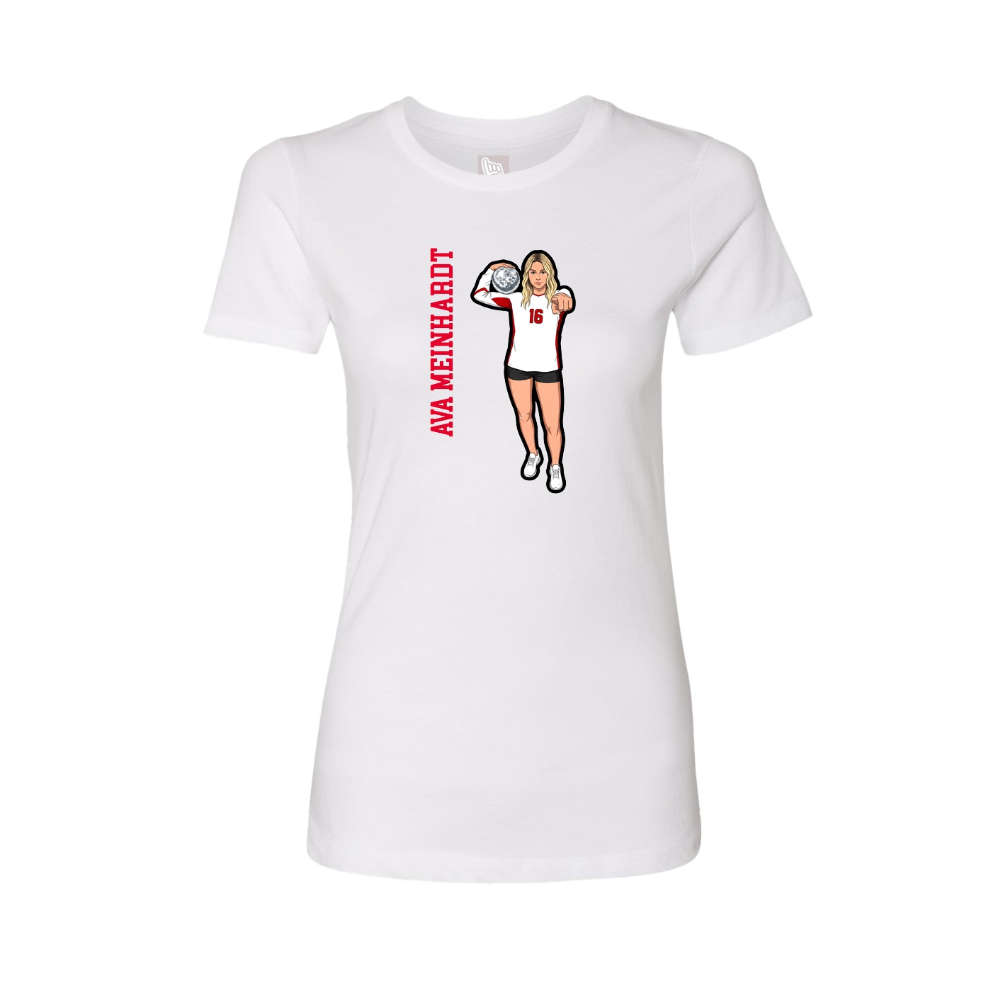 Womens Tee — Name Vertical in White