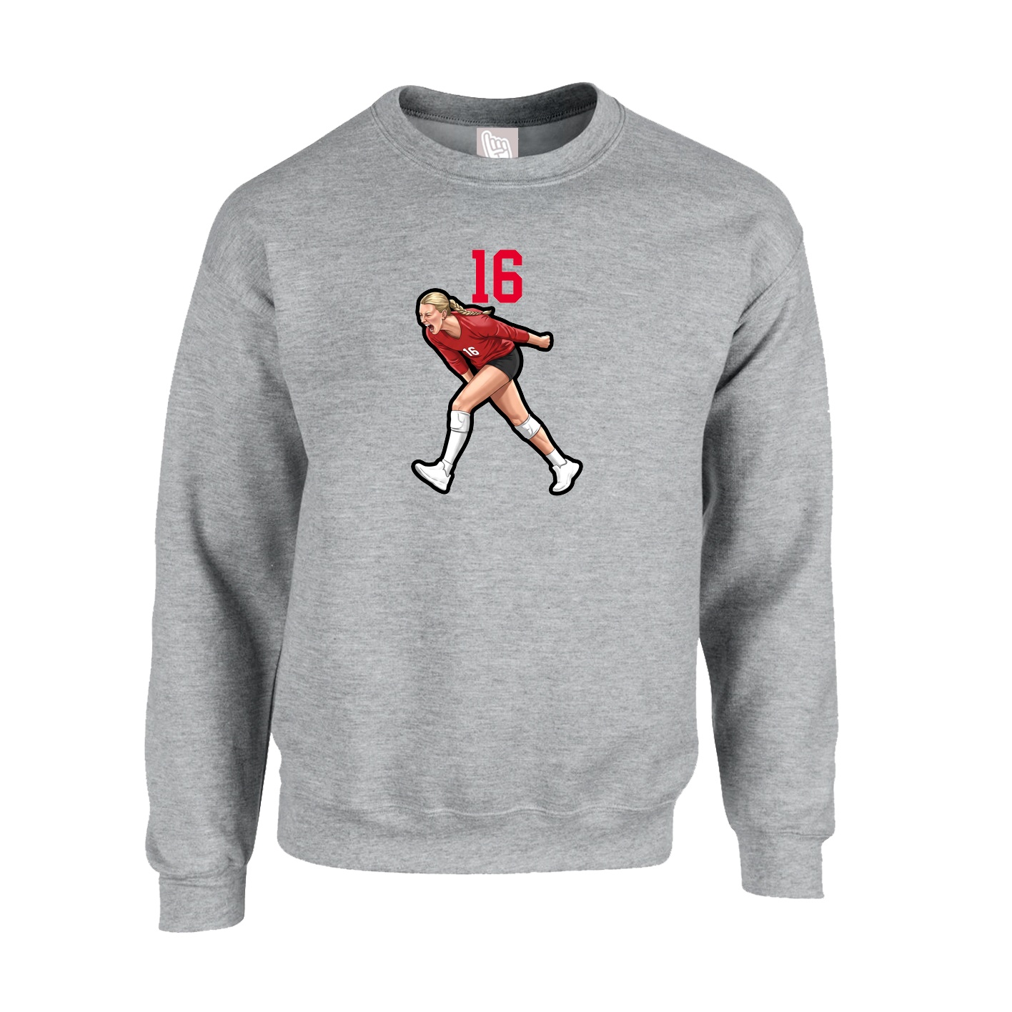 Fleece Crew — Number Top in Grey