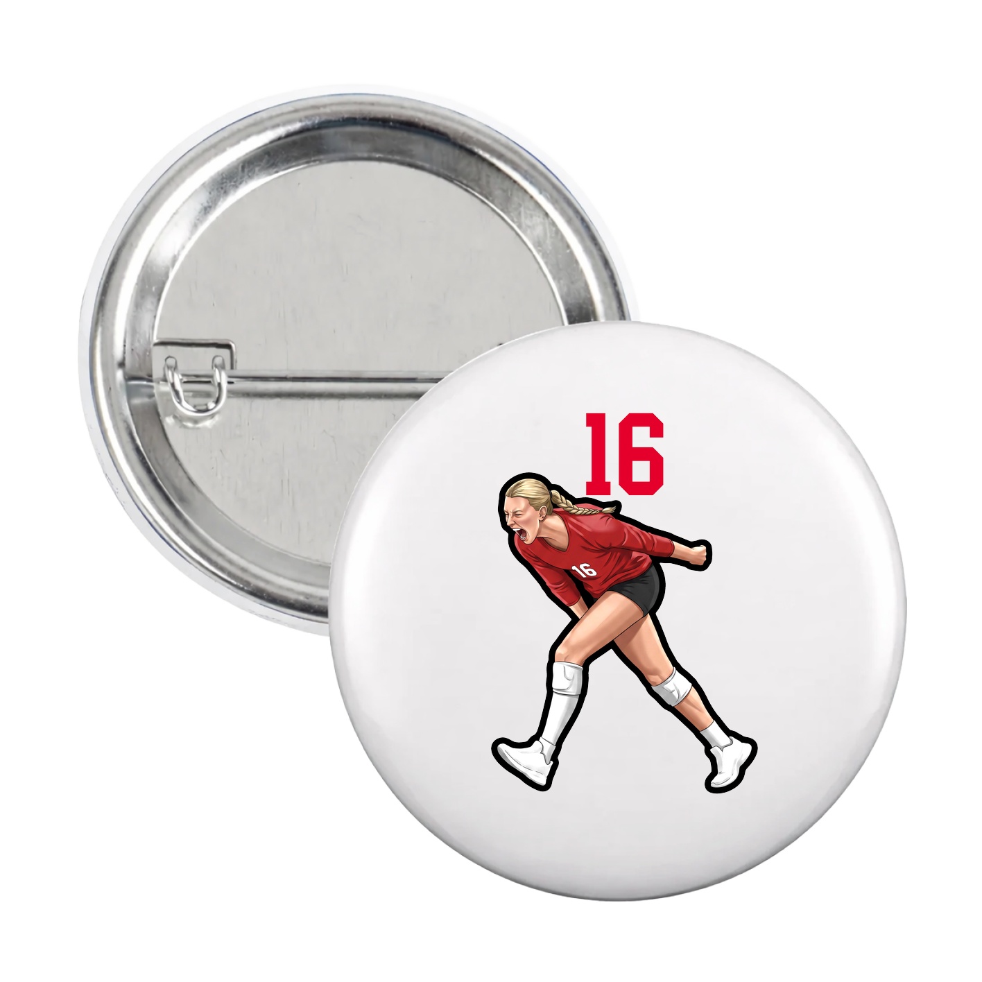 Game Day Button — Number Top in White