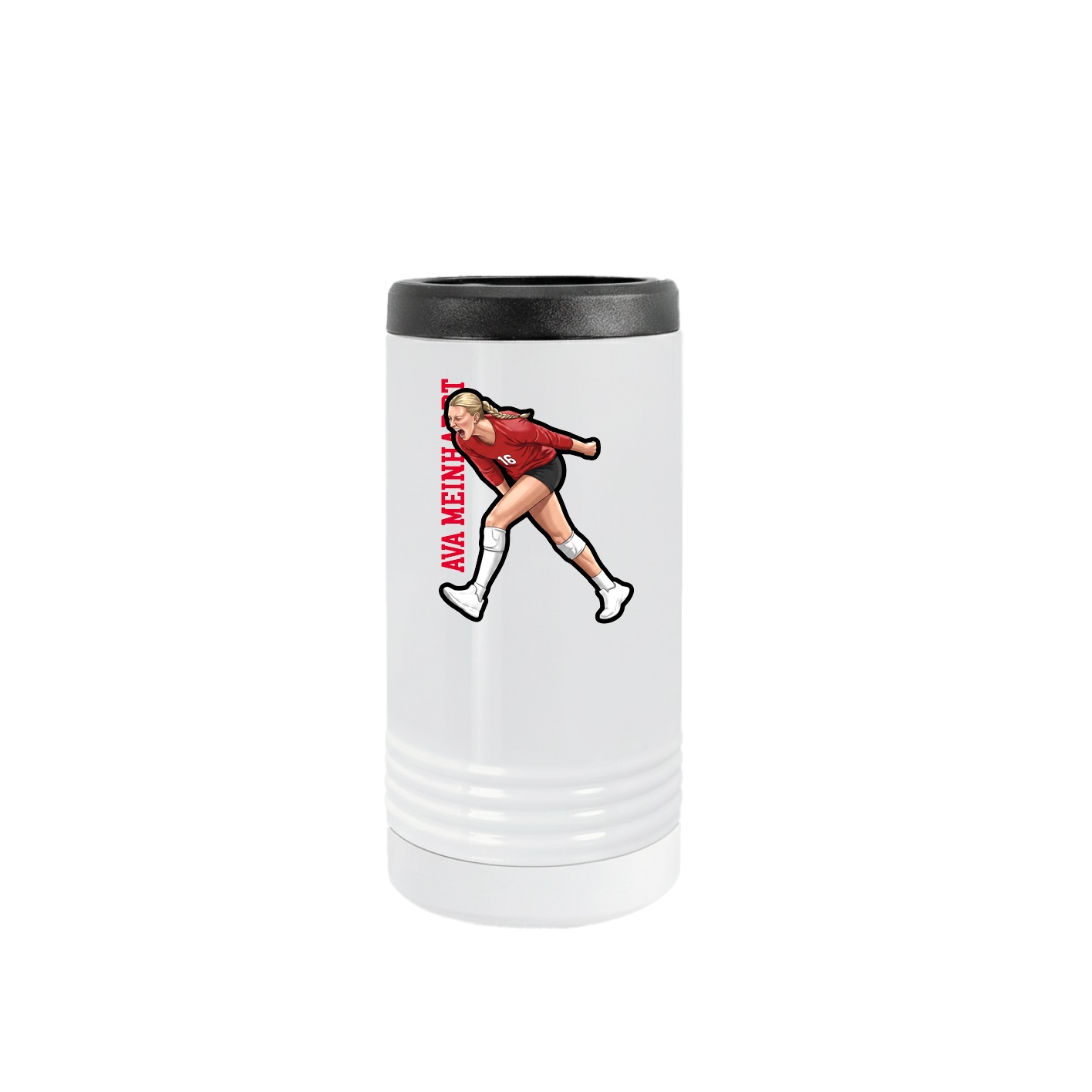 Slim Beverage Holder — Name Vertical in White