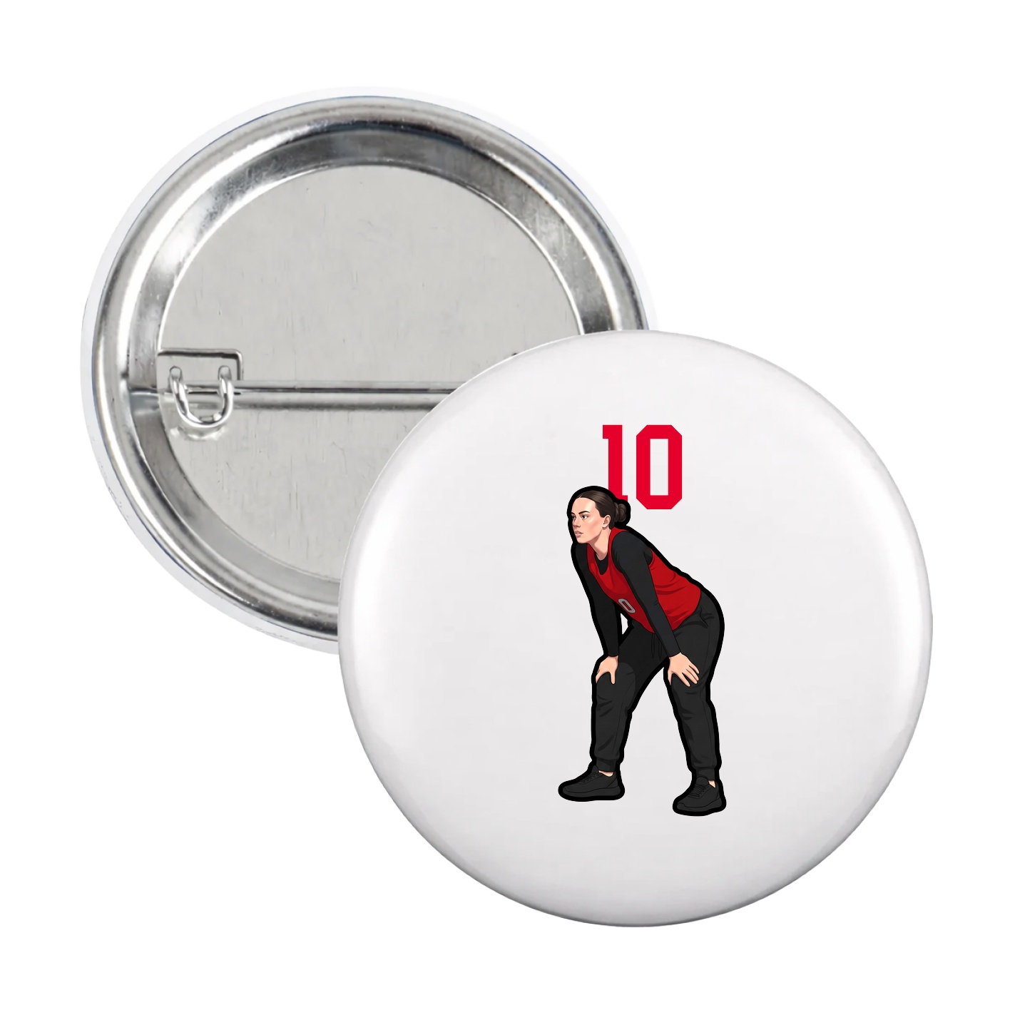 Game Day Button — Number Top in White