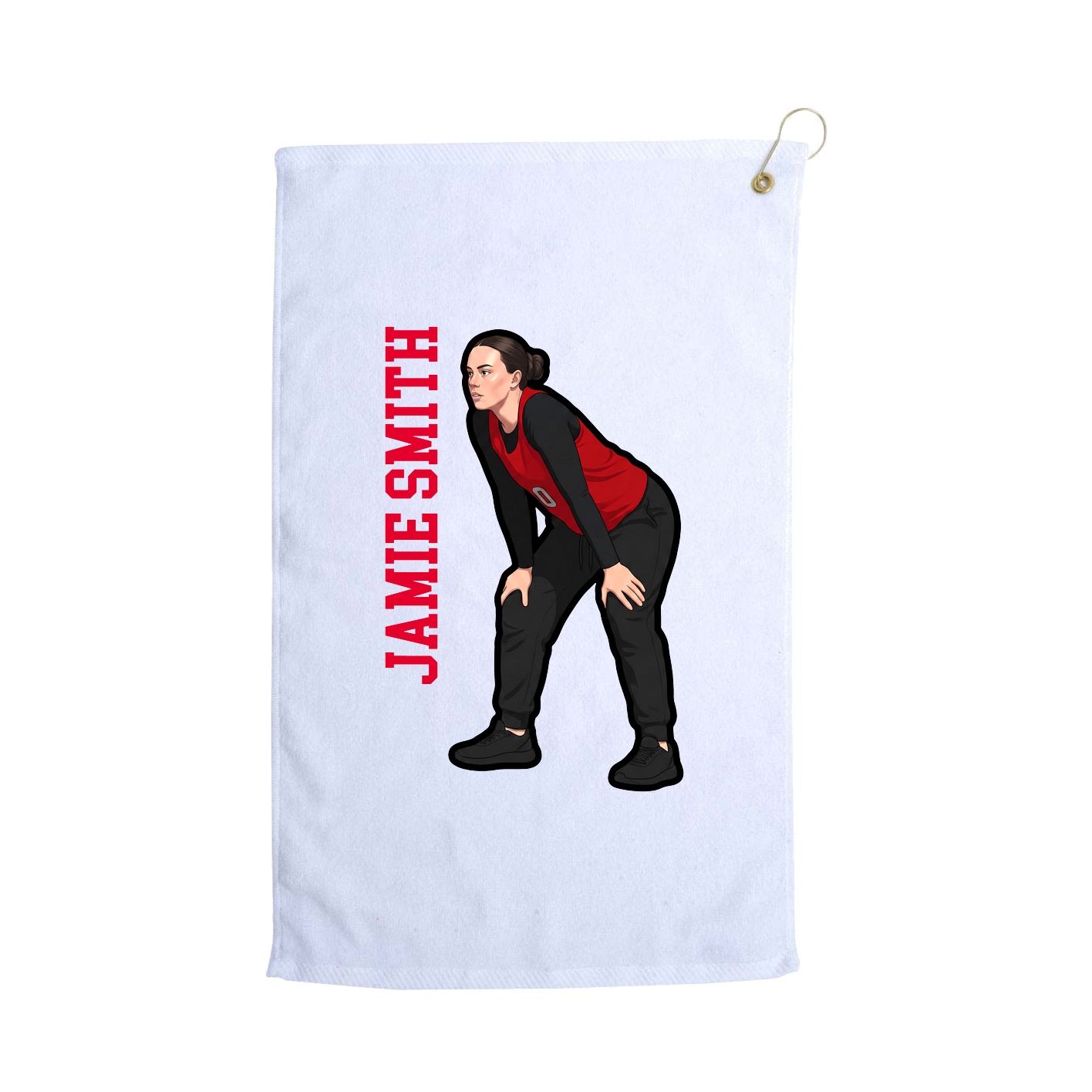 Golf Towel — Name Vertical in White