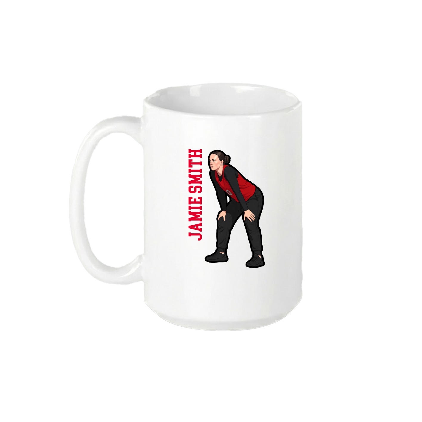 15oz Coffee Mug — Name Vertical in White