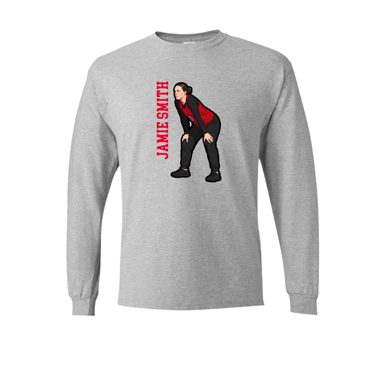 Long Sleeve Tee — Name Vertical in Grey