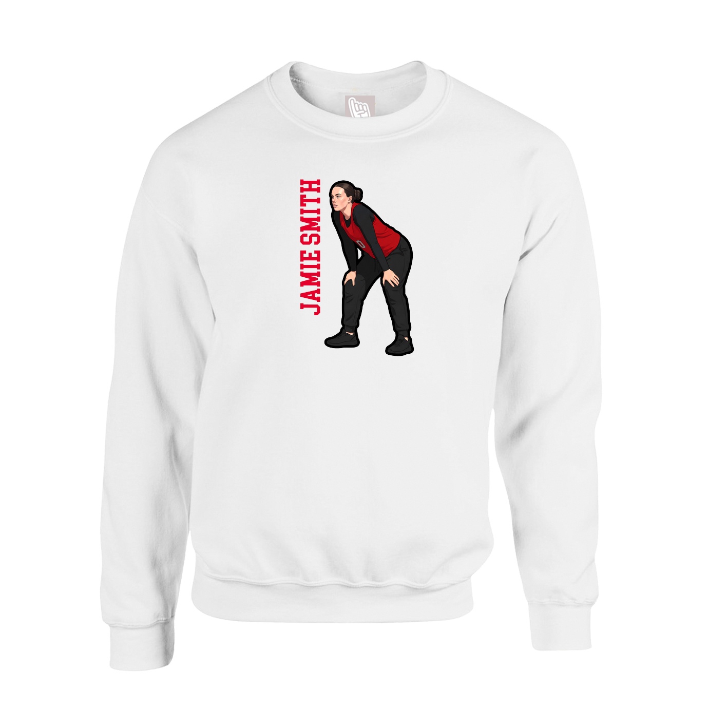 Fleece Crew — Name Vertical in White