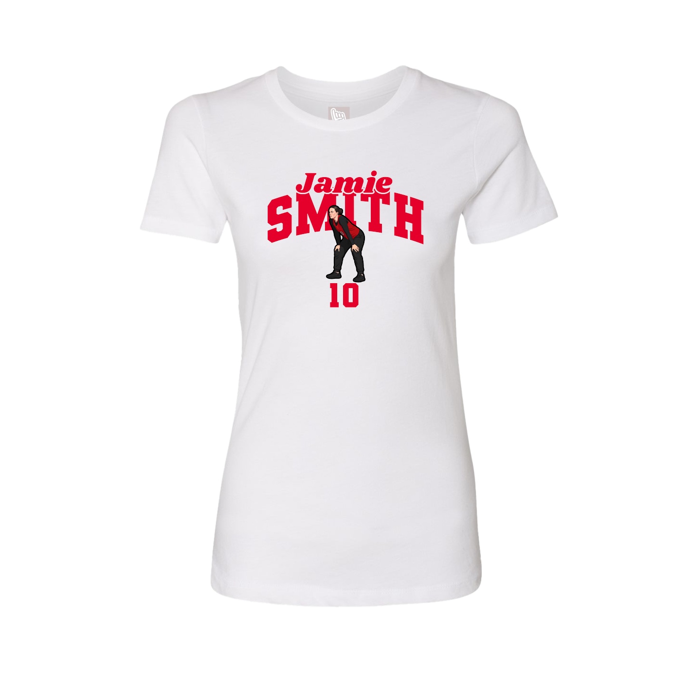 Fitted Women's Tee — Signature Arch in White