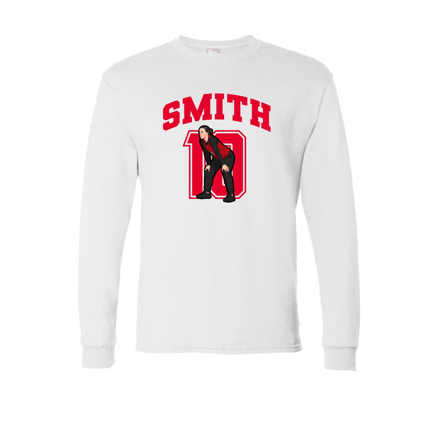 Long Sleeve Tee — Number in White