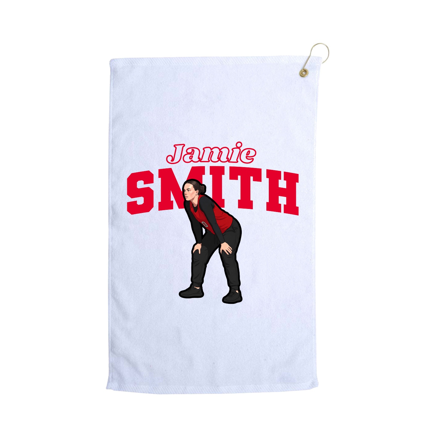 Golf Towel — Name Arch in White