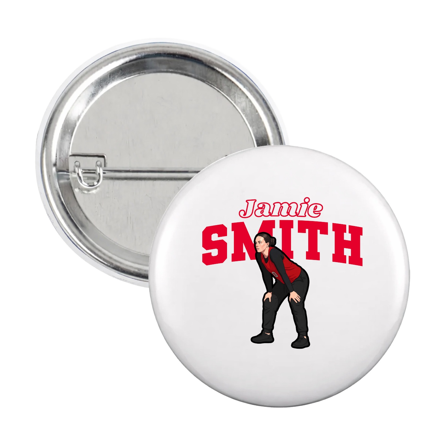 Game Day Button — Name Arch in White