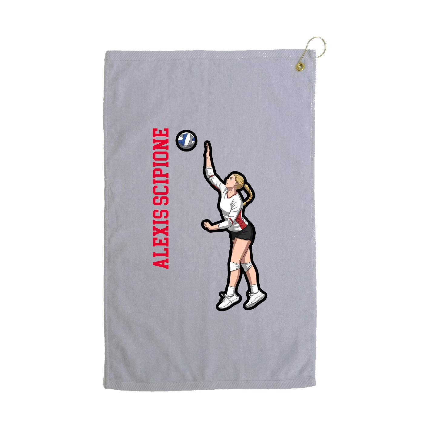 Golf Towel — Name Vertical in Grey
