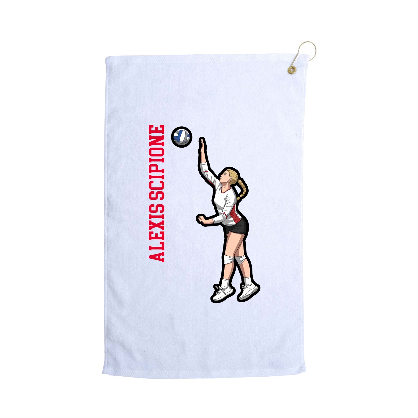 Golf Towel — Name Vertical in White