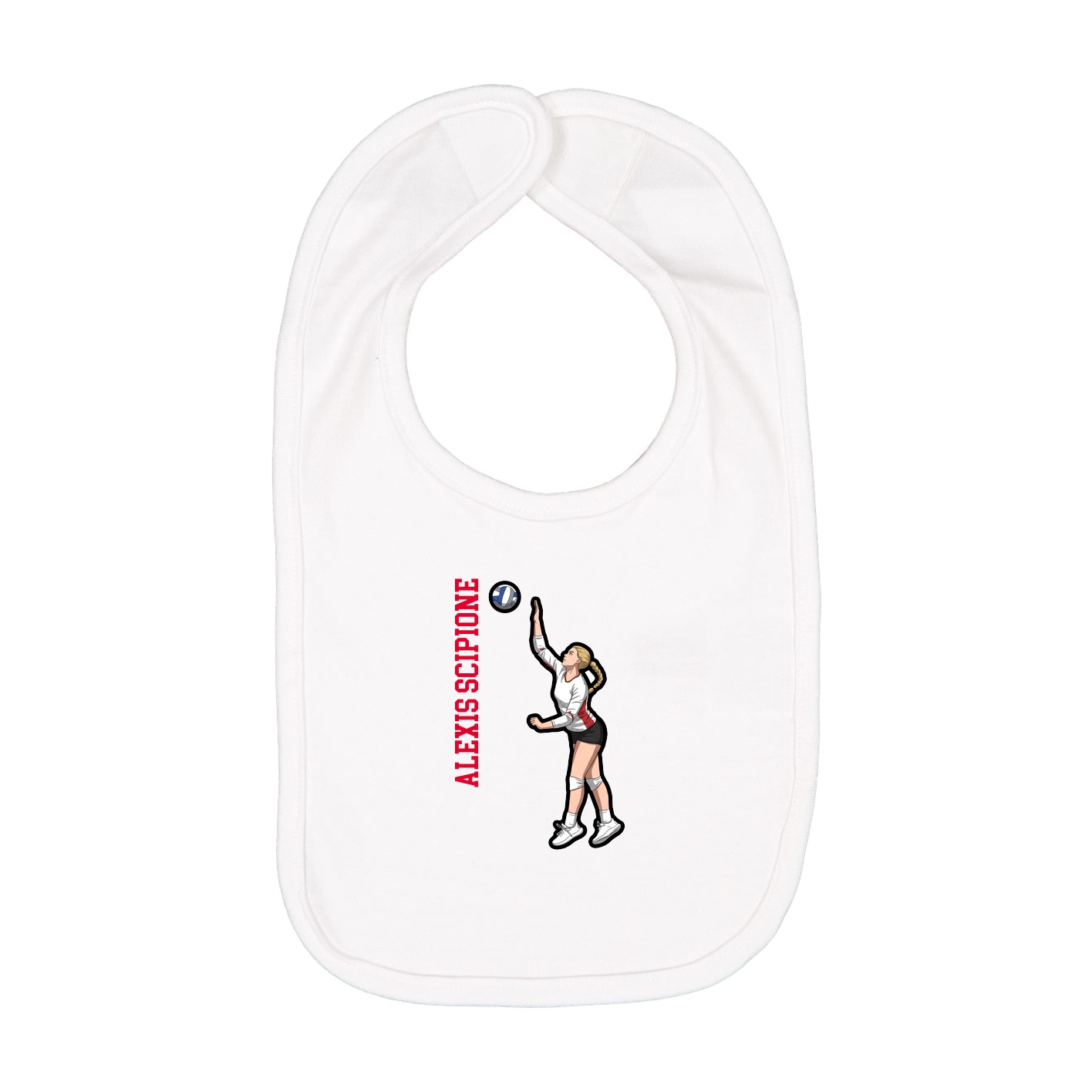 Infant Bib — Name Vertical in White