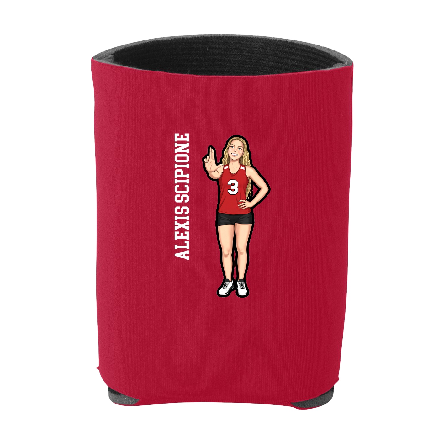 Can Holder — Name Vertical in Red
