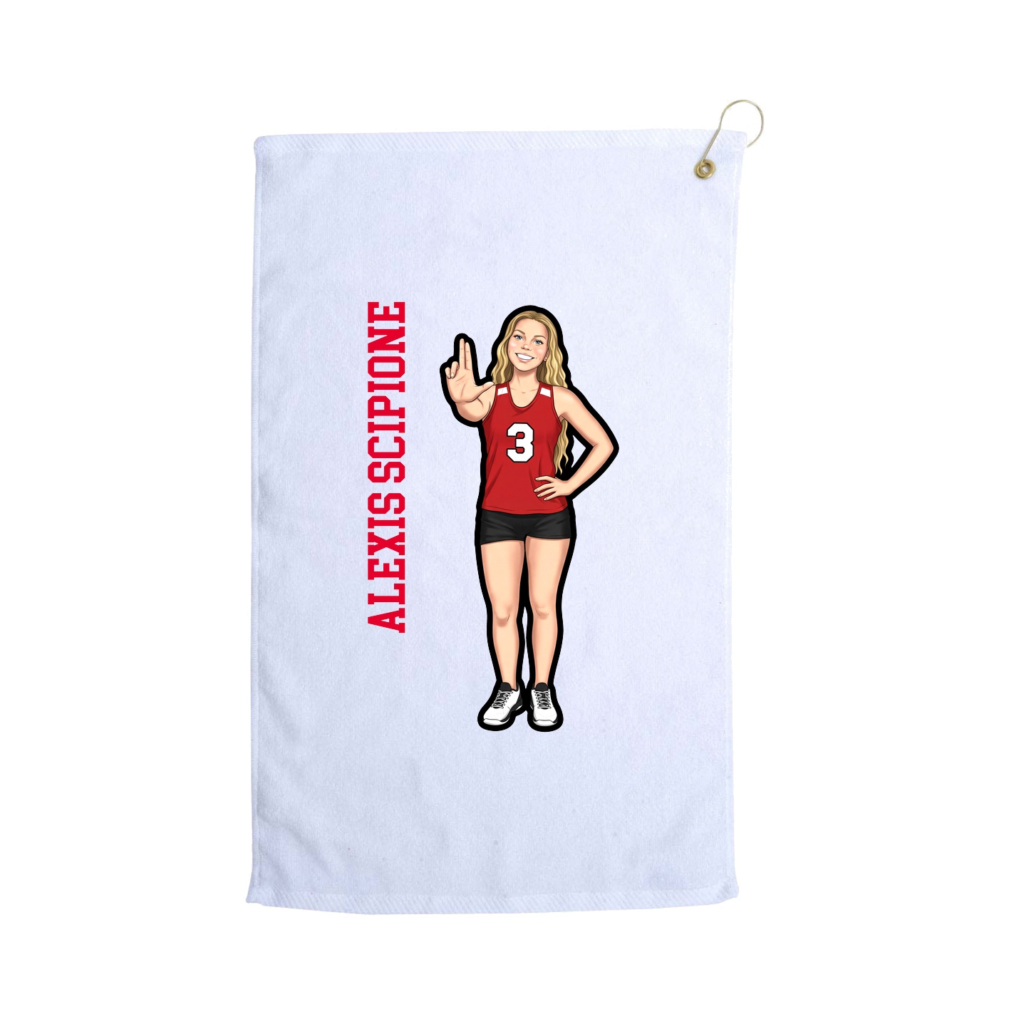 Golf Towel — Name Vertical in White
