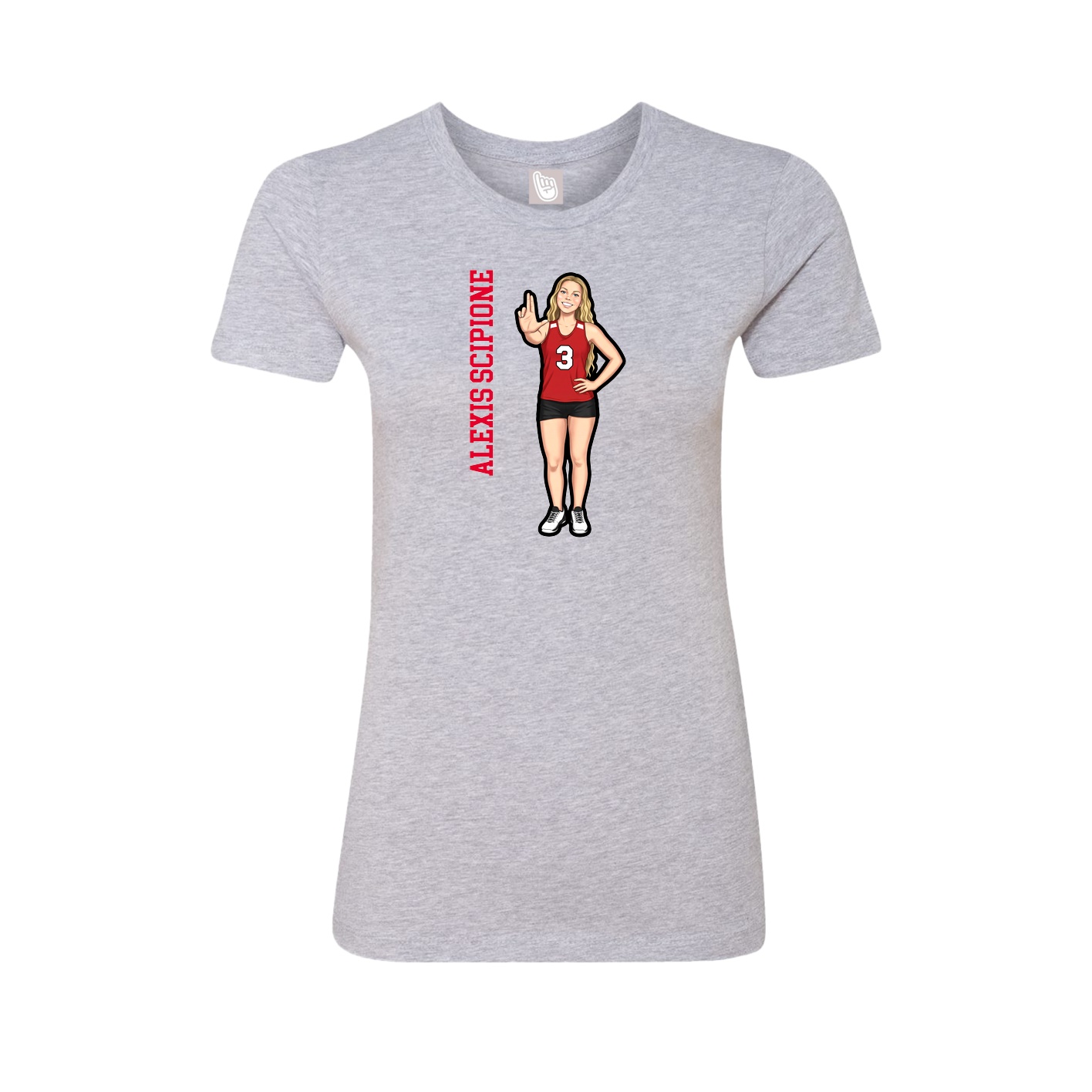 Fitted Women's Tee — Name Vertical in Grey