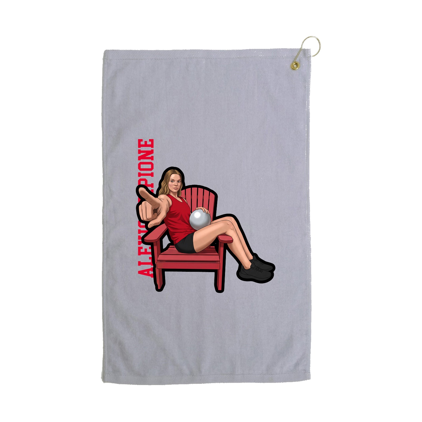 Golf Towel — Name Vertical in Grey