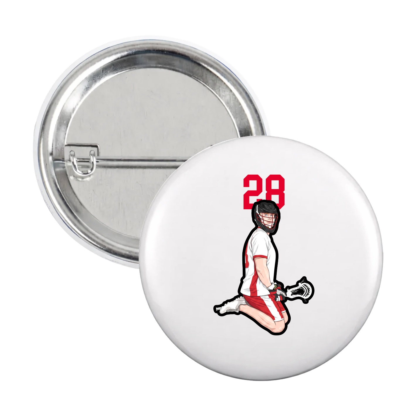 Game Day Button — Number Top in White