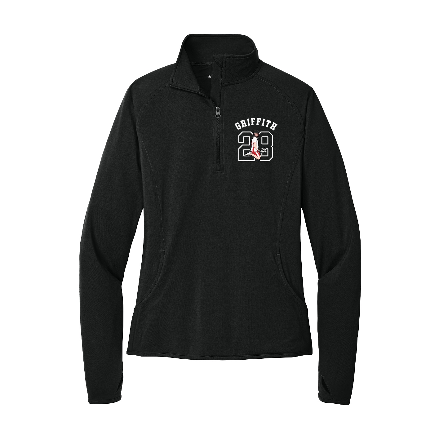 Women's Q-Zip Pullover — Shirsey Arch in Black