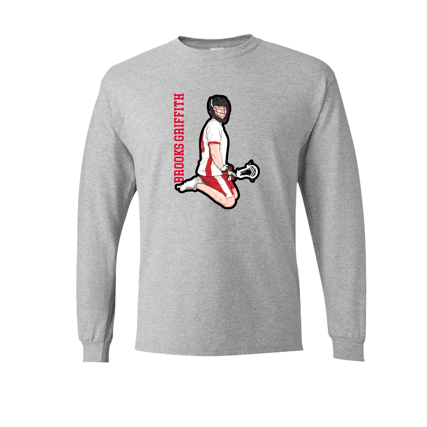 Long Sleeve Tee — Name Vertical in Grey