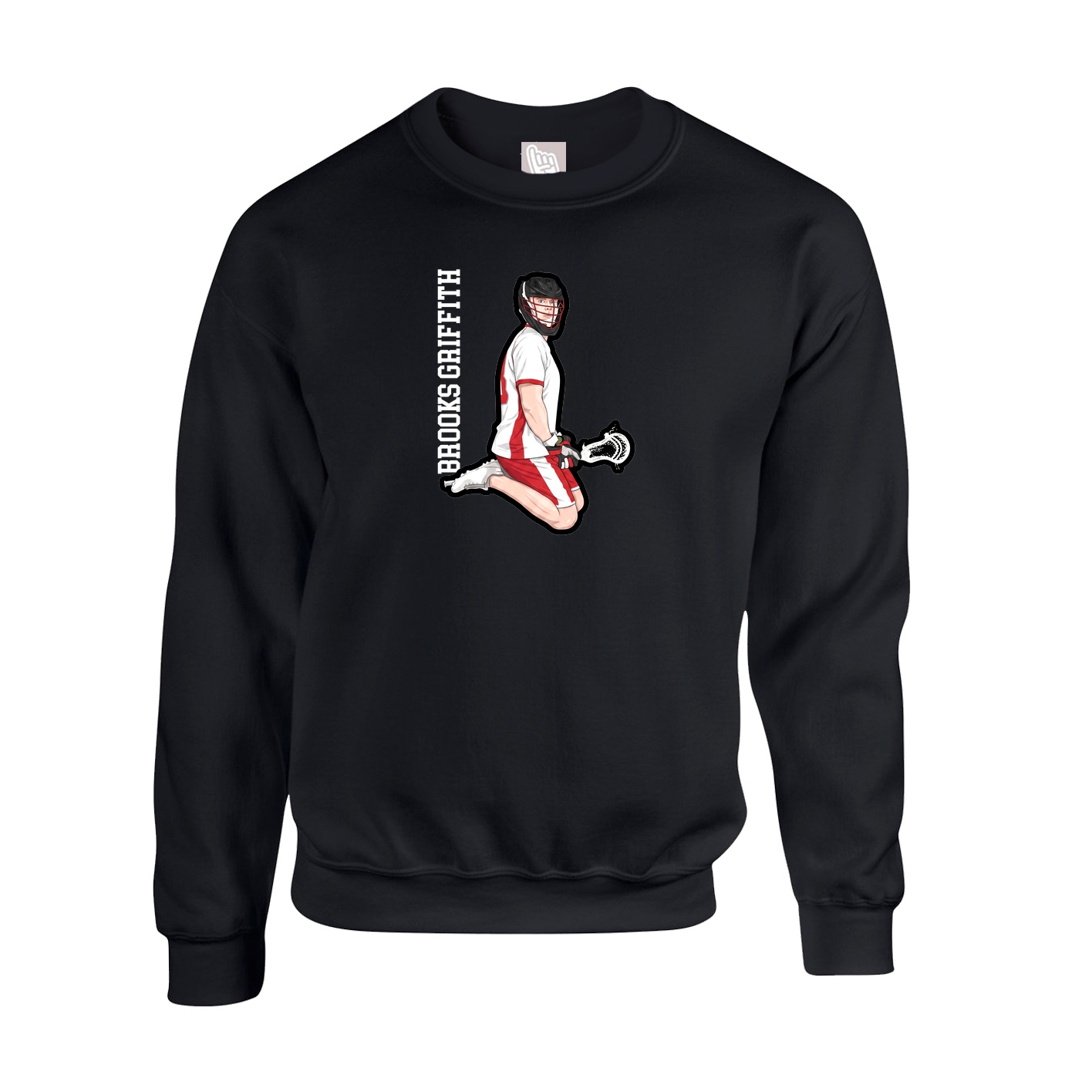 Fleece Crew — Name Vertical in Black