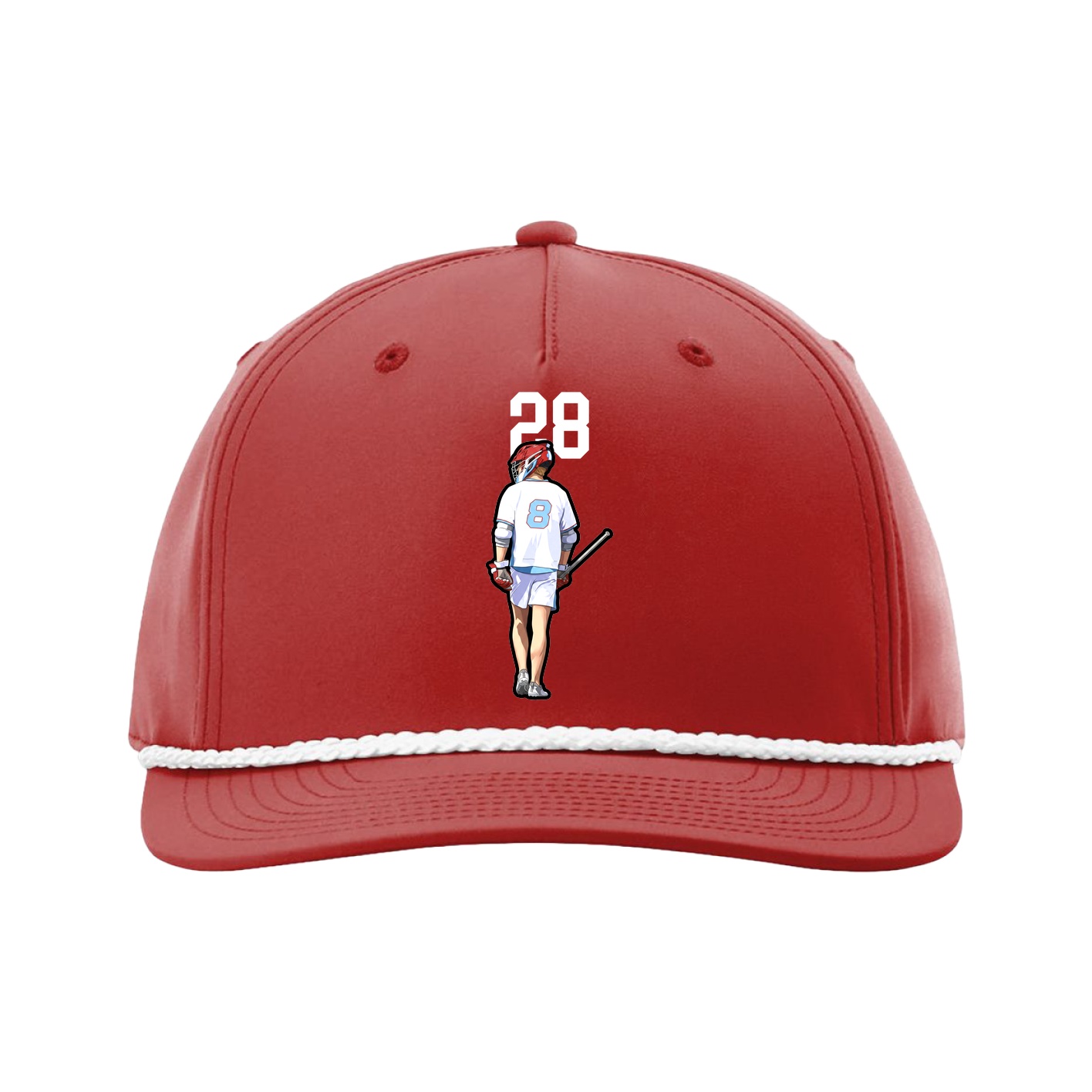 Five-Panel Classic Rope Cap — Number Top in Red