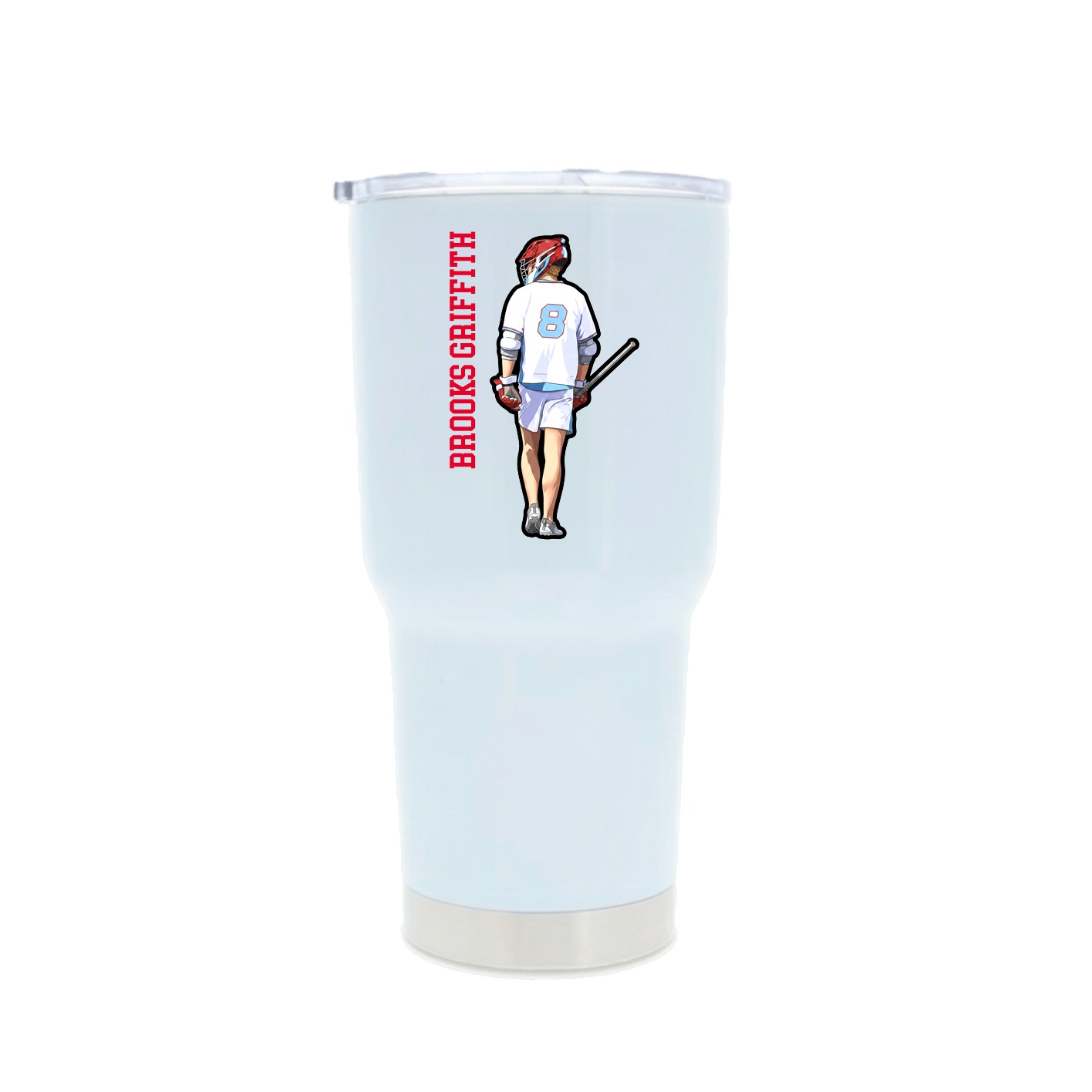 30oz Stainless Steel Tumbler — Name Vertical in White