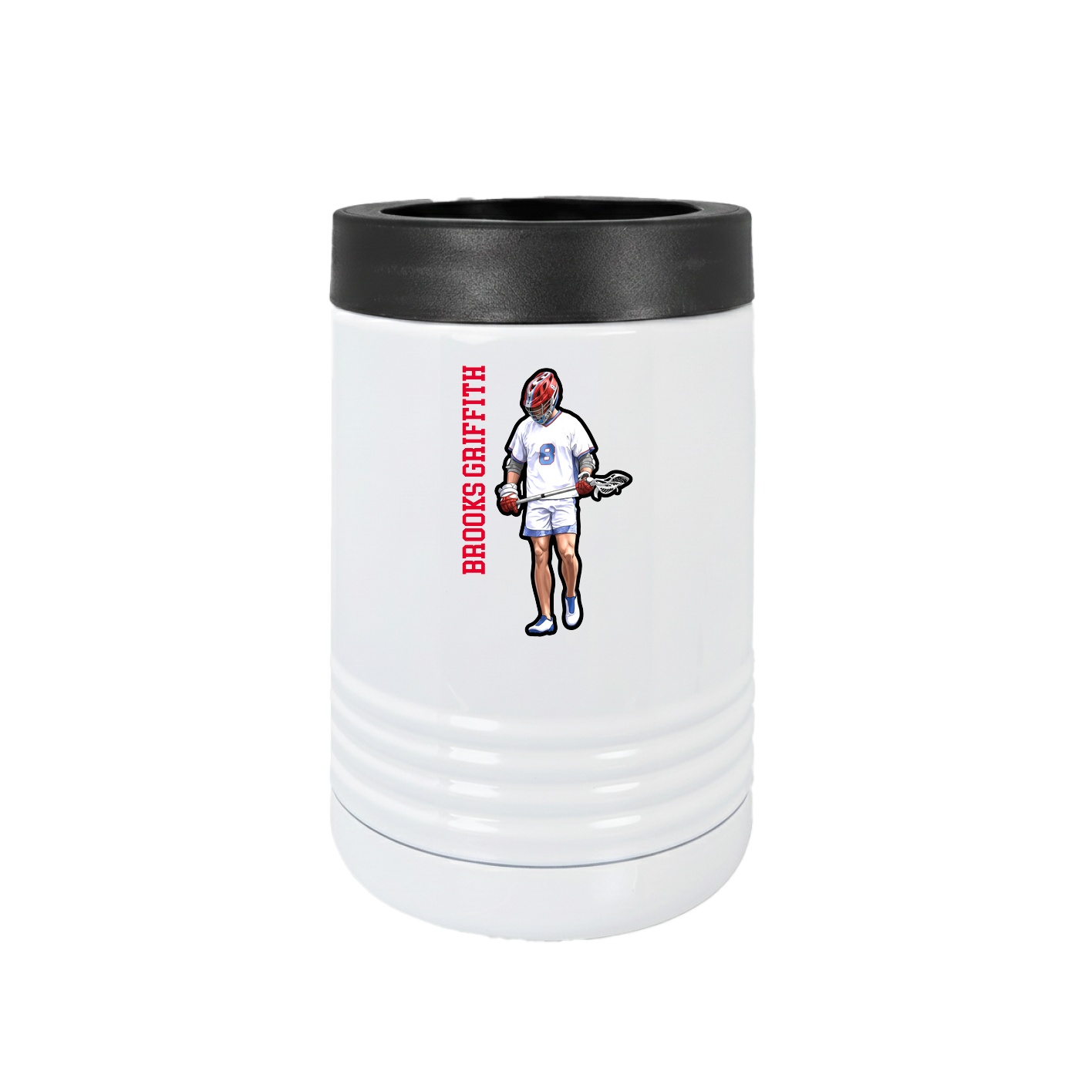 Beverage Holder — Name Vertical in White