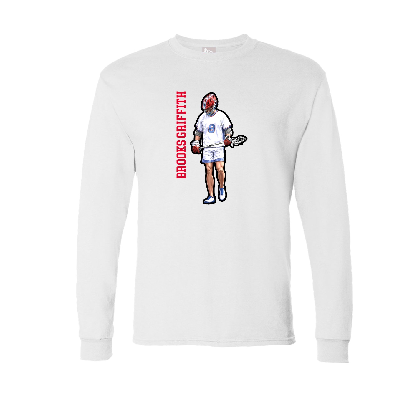 Long Sleeve Tee — Name Vertical in White