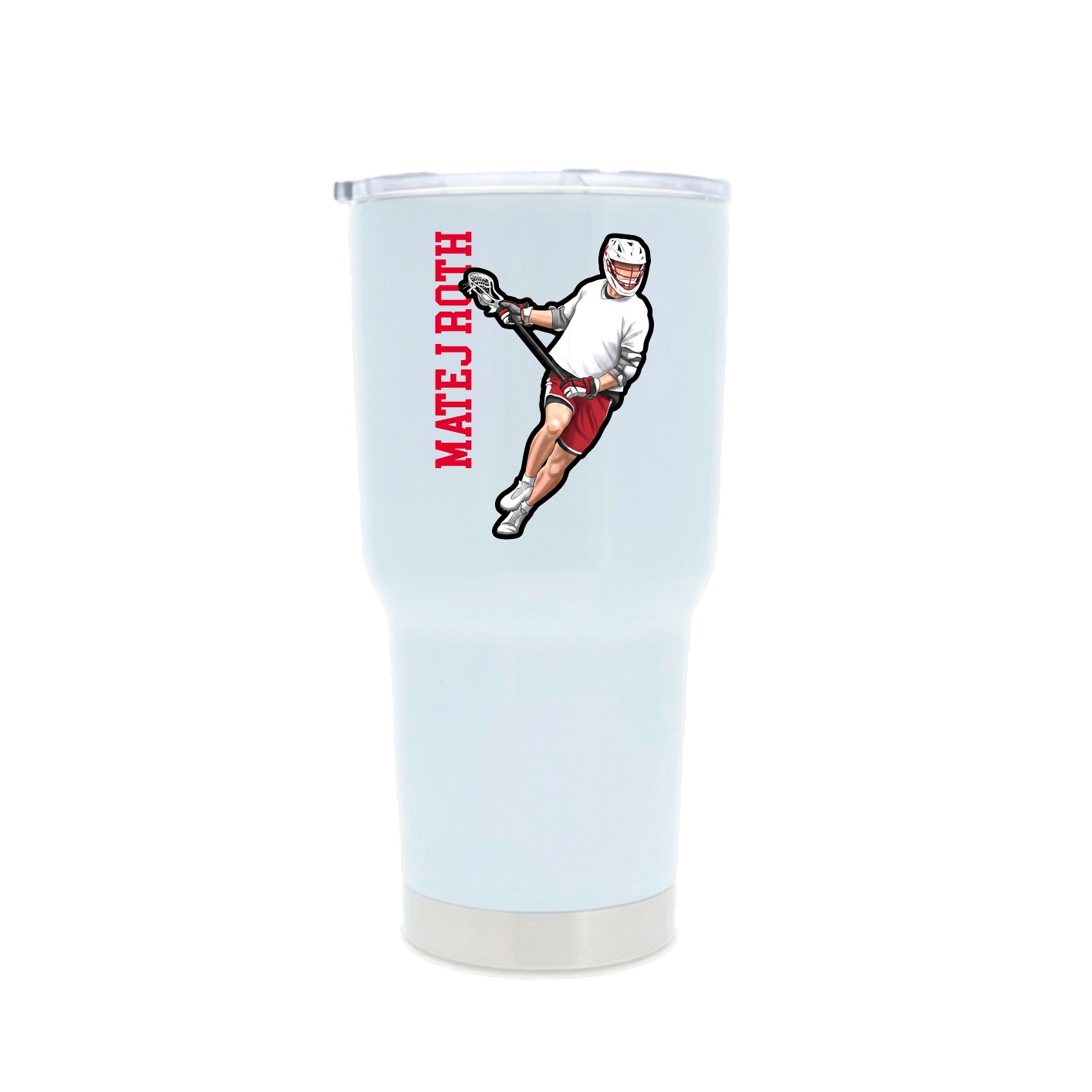 30oz Stainless Steel Tumbler — Name Vertical in White