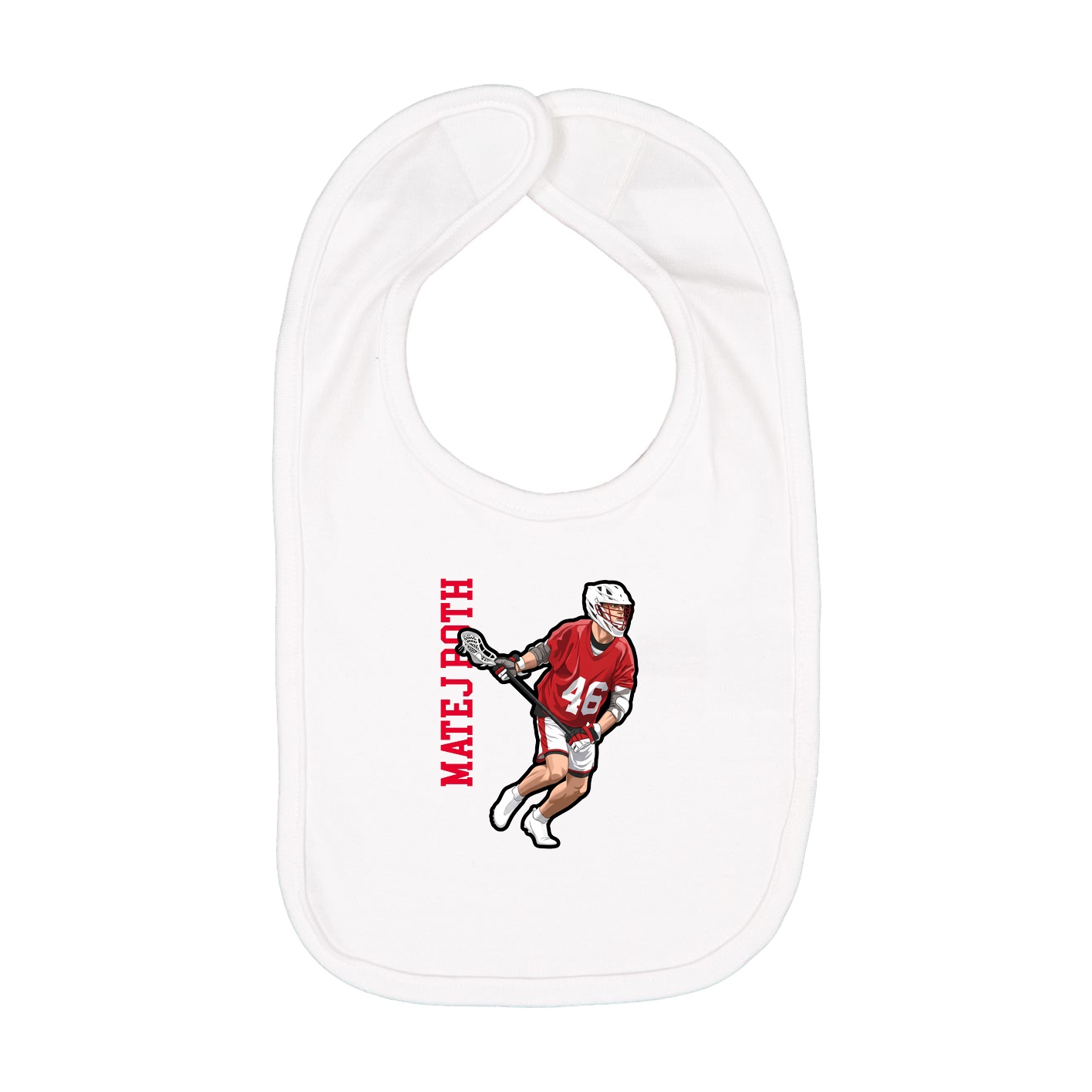 Infant Bib — Name Vertical in White