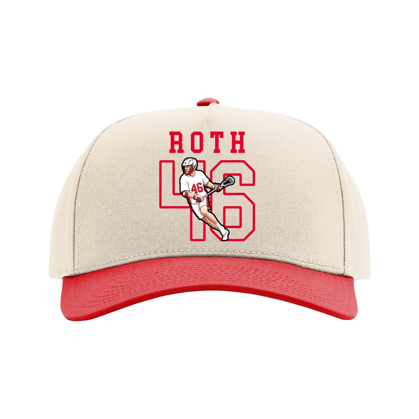 Full Fabric Five-Panel Champ Cap — Shirsey in Cream/Red
