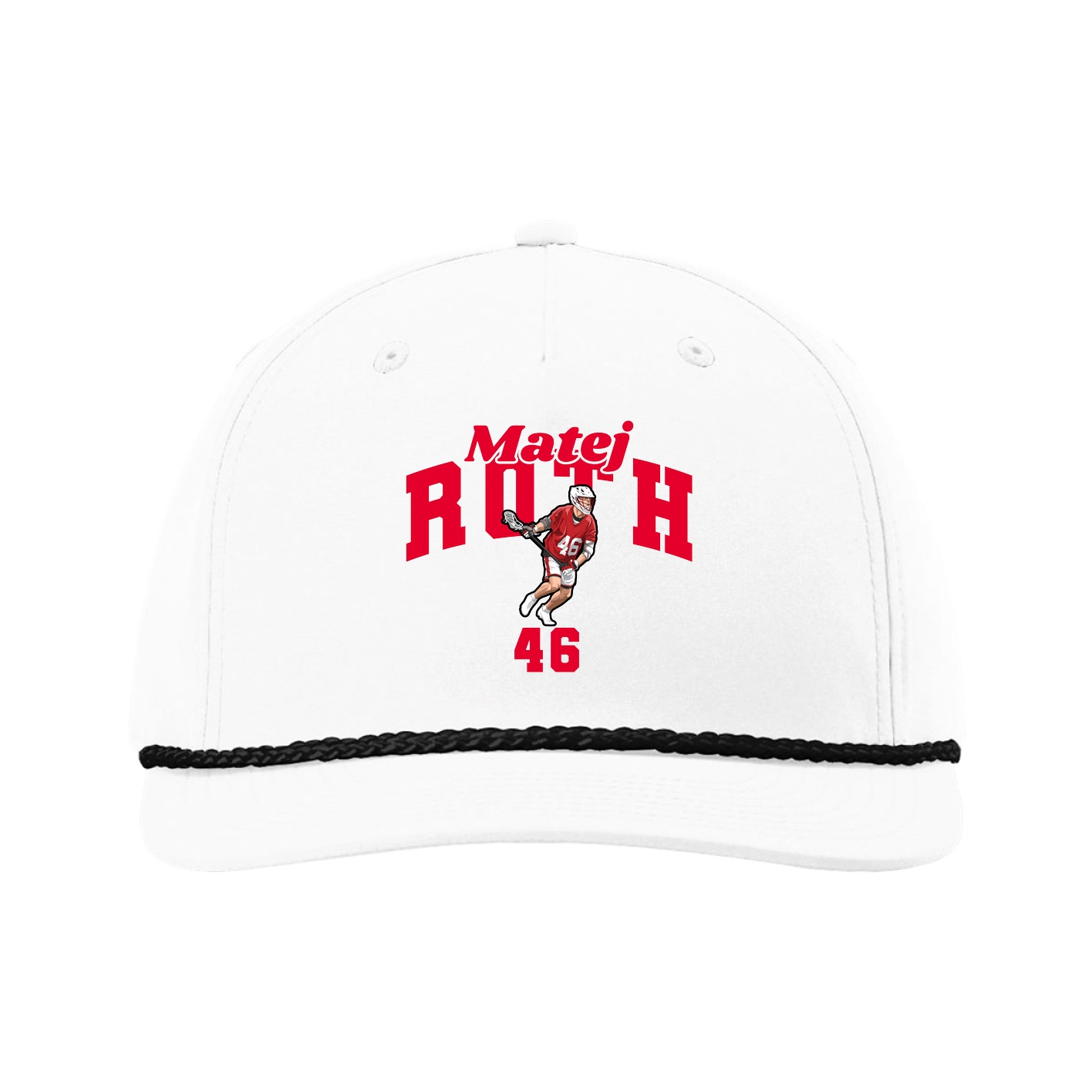 Five-Panel Classic Rope Cap — Signature Arch in White