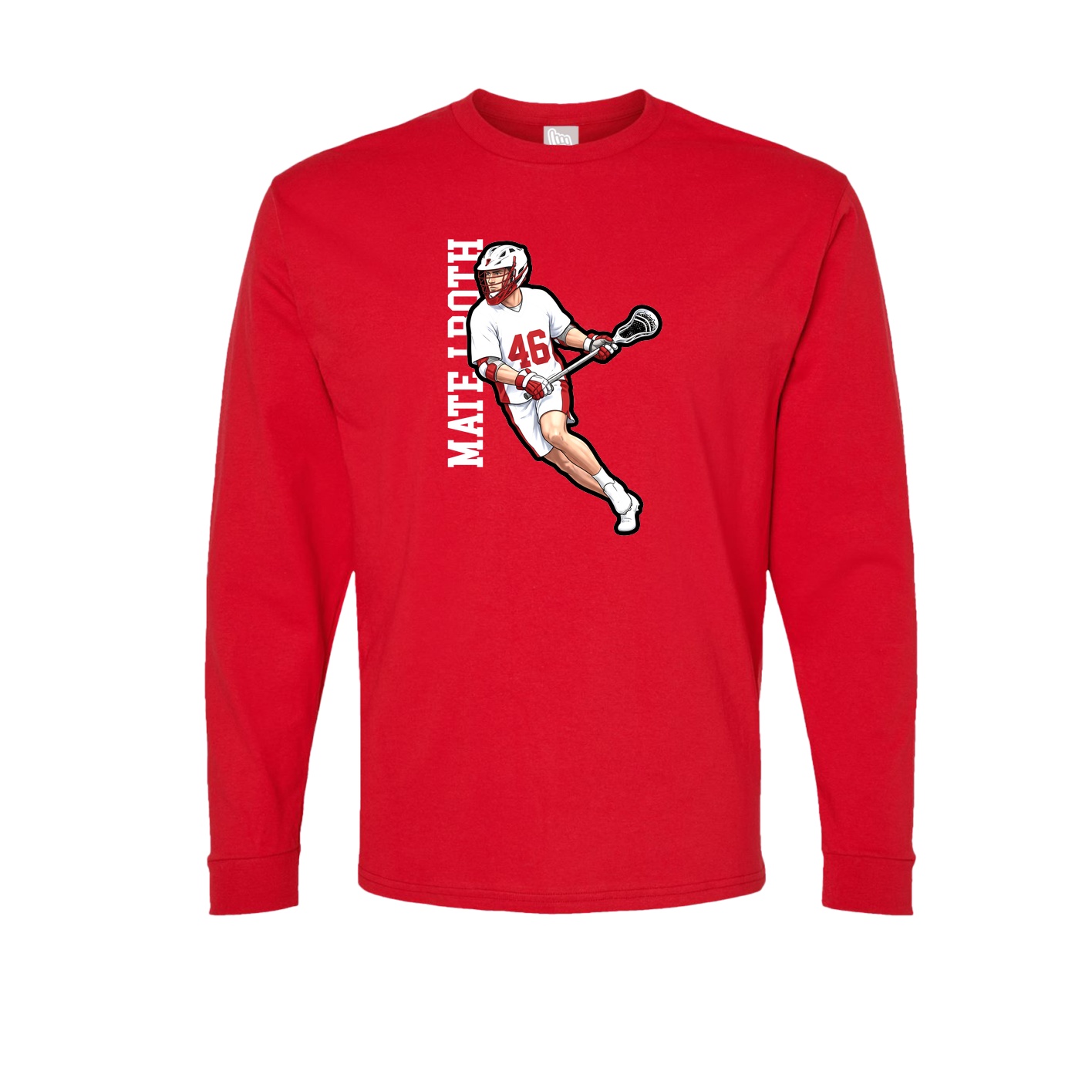 Long Sleeve Tee — Name Vertical in Red