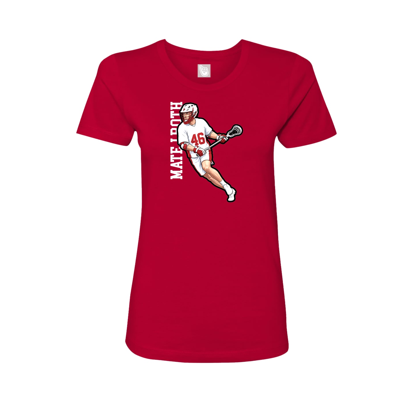 Fitted Women's Tee — Name Vertical in Red